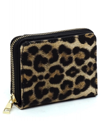 Fashion Accordion Bi-fold Wallet AD025 BLACK LEOPARD